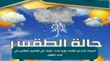 الأرصاد تحذر من تقلبات جوية حادة.. تعرف على تفاصيل الطقس حتى الأحد المقبل